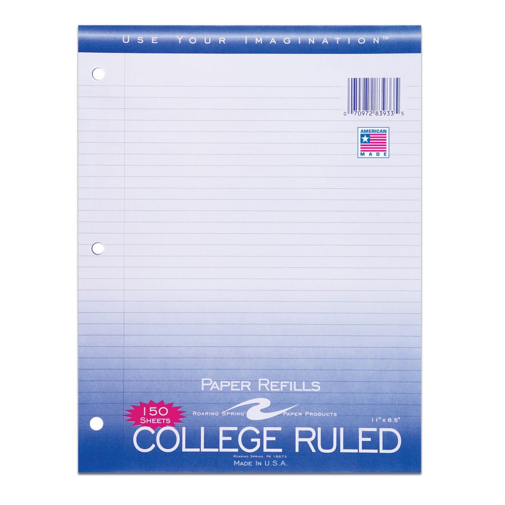 FIller Paper College Ruled