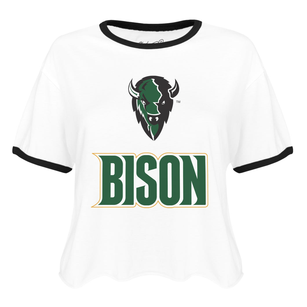 Ladies Cutoff Ringer Tee | White