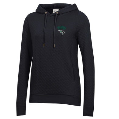 Ladies Quilted Pullover Hoodie, Black