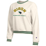 Women's Reverse Weave Yarn Dye Rib Crew | Chalky White/Green
