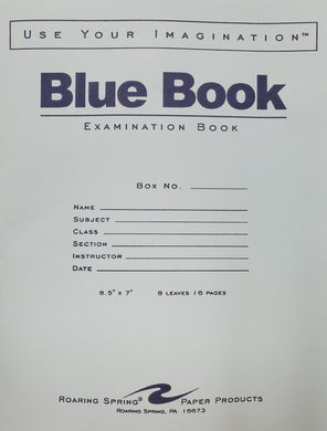 BLUE BOOK EXAM BOOK 8.5X7