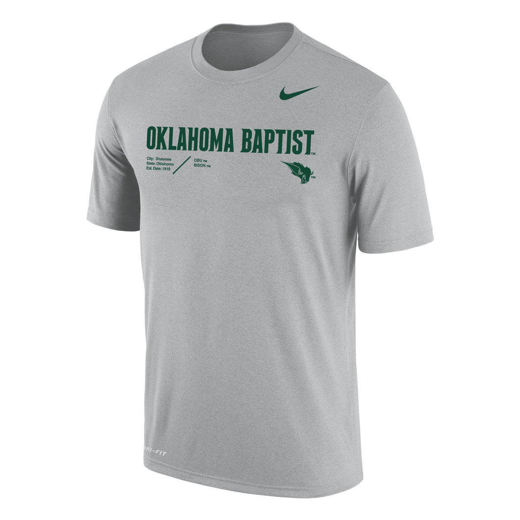 Dri Fit Cotton Short Sleeve Tee by Nike, Flat Silver (SIDELINE22)