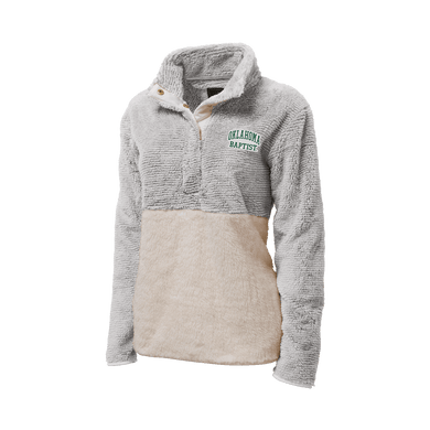 Women's Fuzzy Fleece Snap Neck Pullover, Oxford (F22)
