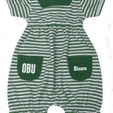 Infant Little King Striped Romper with Pockets | Dark Green